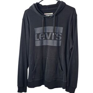 Levi's Mens Graphic Logo Pullover Hoodie Caviar Black Sweatshirt Large 3LGLK1893